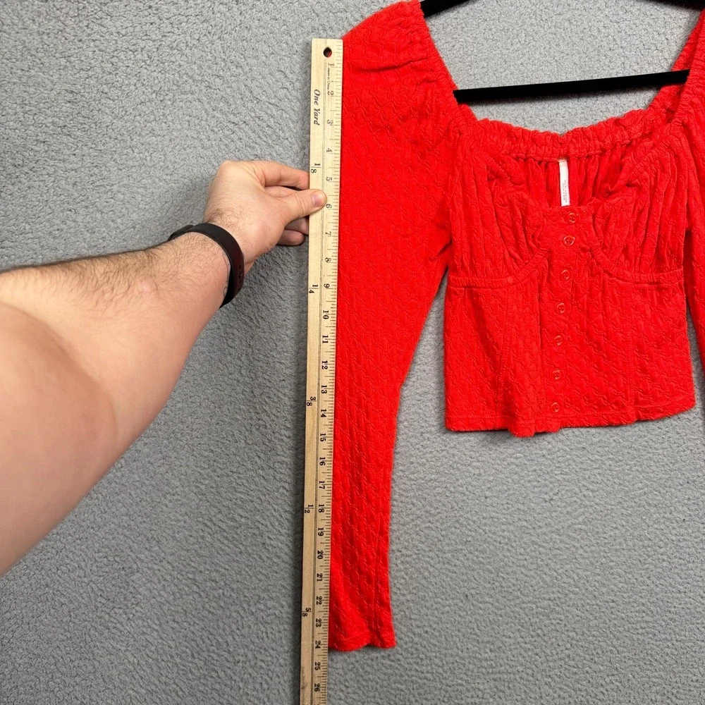 Free People Top Womens XS Red Lady Bug Babydoll‎ Preppy Boho Basic Capsule Y2K